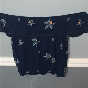 Blue off the shoulder crop top